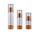 15ml 30ml 50ml Luxury Bamboo Wood Cylinder ABS Plastic Airless Bottle